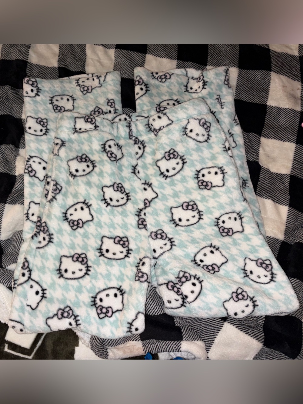 Forever 21 Light Blue and White Hello Kitty Fleece Pajama Pants